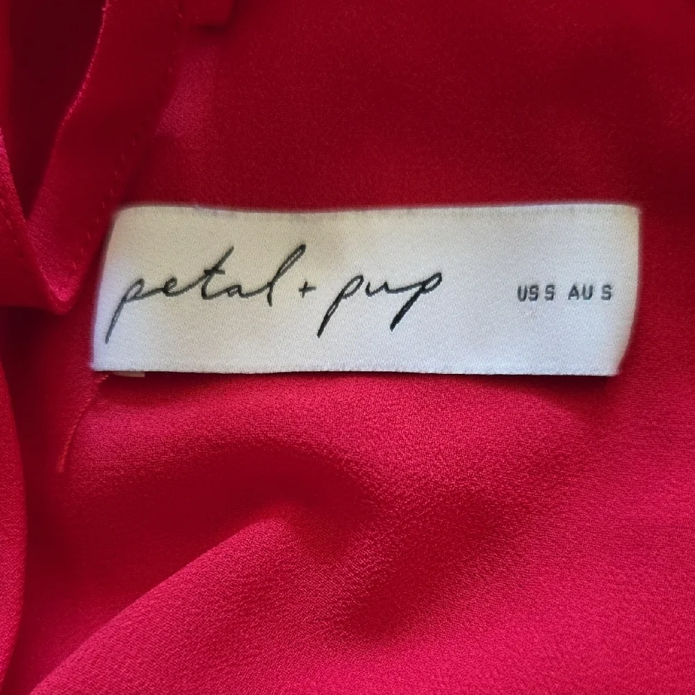 PETAL & PUP Red Gia Pleated Halterneck Maxi Dress Gown Sz S Evening Wedding - Picture 13 of 15